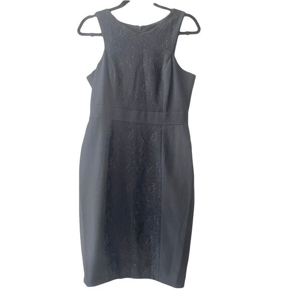 Lovely by Adrianna Papell Black Cocktail Dress with Lace Panels Size 6 - Picture 4 of 12